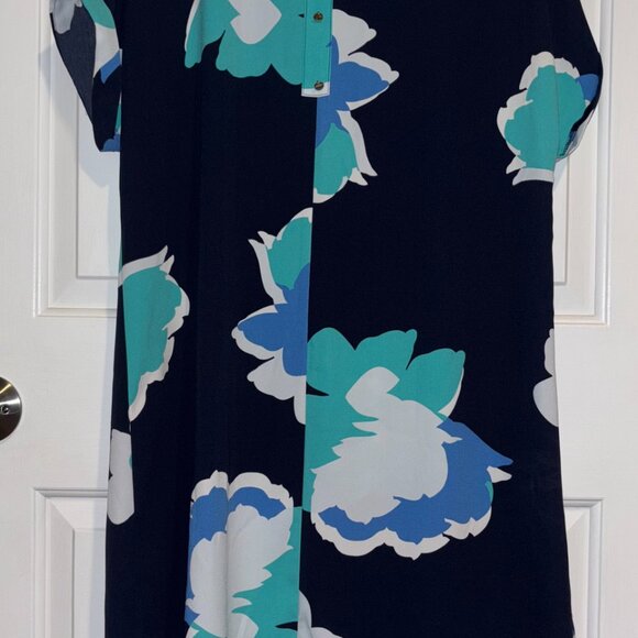 Flower Print Loose Flowing Dress V-Neck - Picture 4 of 4